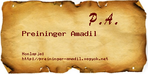 Preininger Amadil névjegykártya